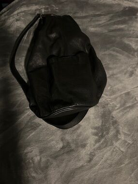 Free People Black Leather Bucket Bag
